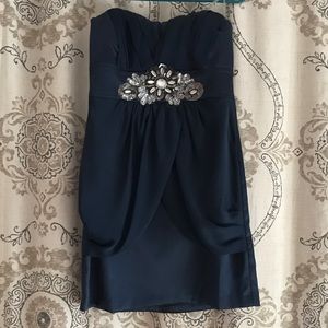 Teeze Me Navy Blue Strapless Cocktail Dress